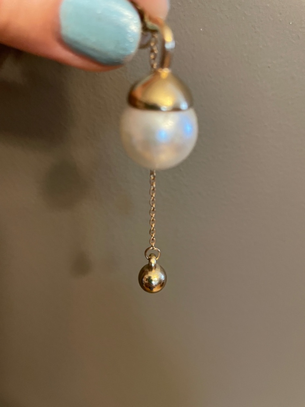 Lovely Baroque Pearls Drop Chain Earrings